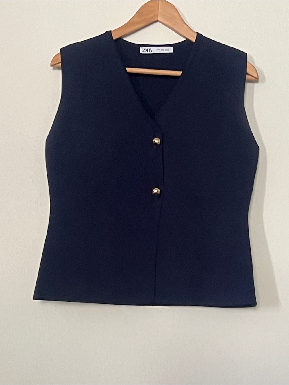 Zara Navy Vest with Gold Buttons